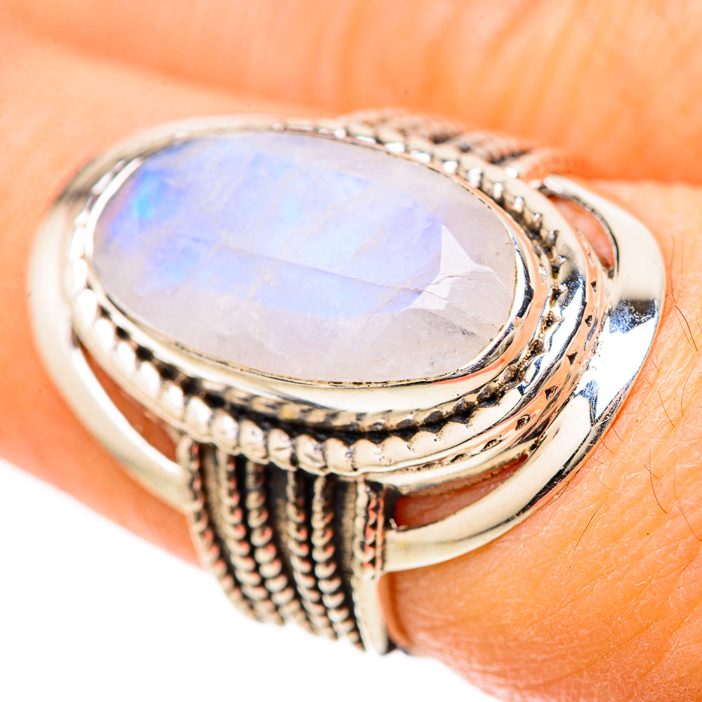 Rainbow Moonstone Rings handcrafted by Anasilvercos - RING128466