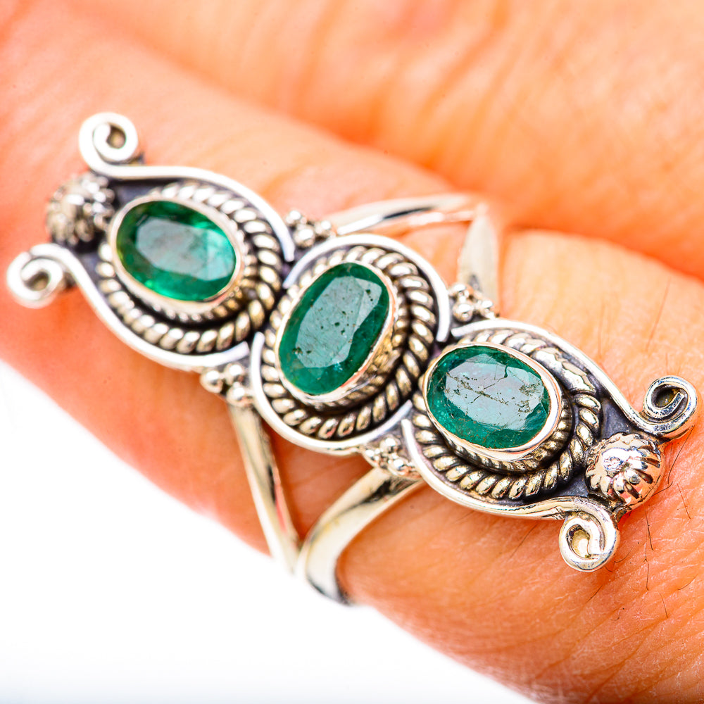 Zambian Emerald Rings handcrafted by Anasilvercos - RING128485