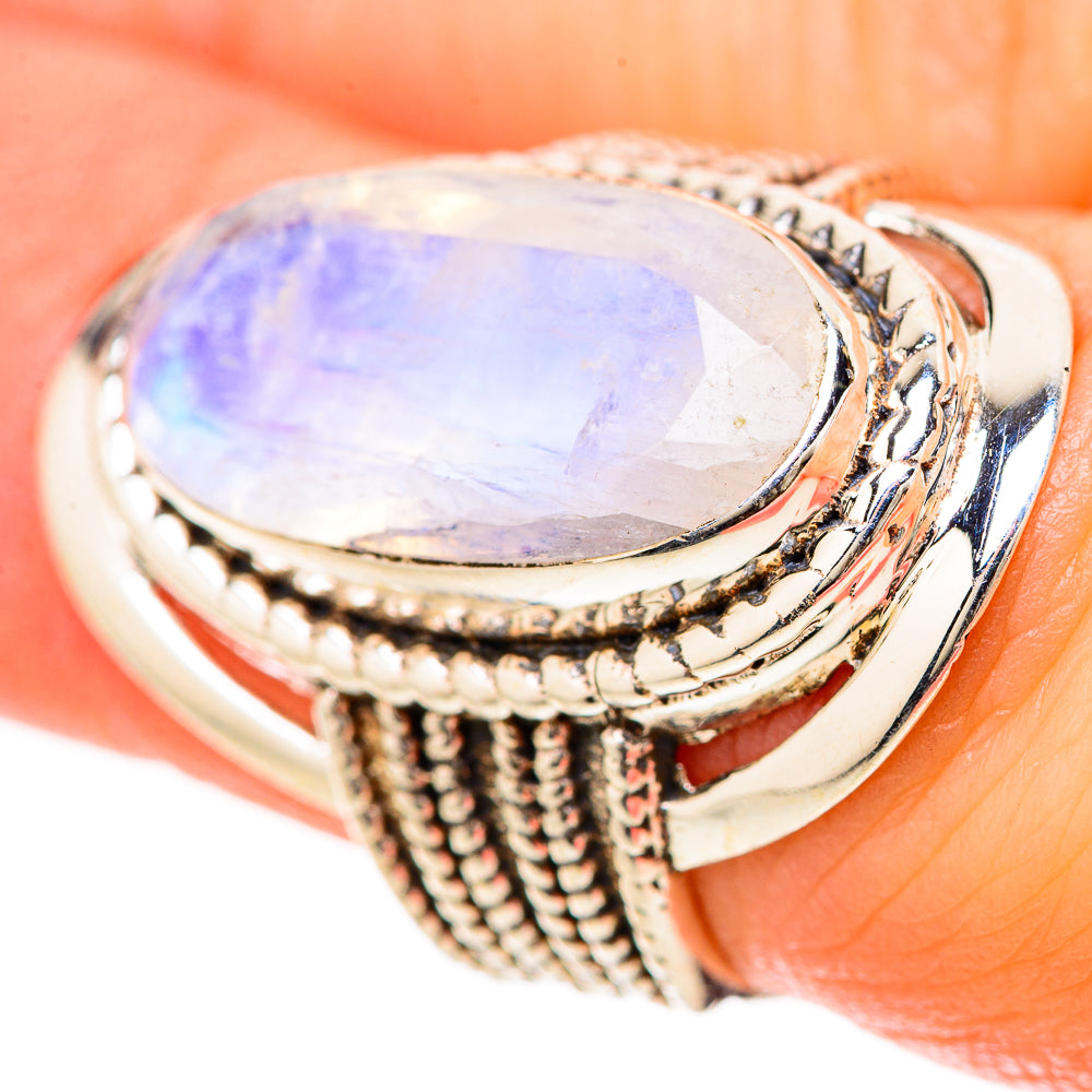 Rainbow Moonstone Rings handcrafted by Anasilvercos - RING128517