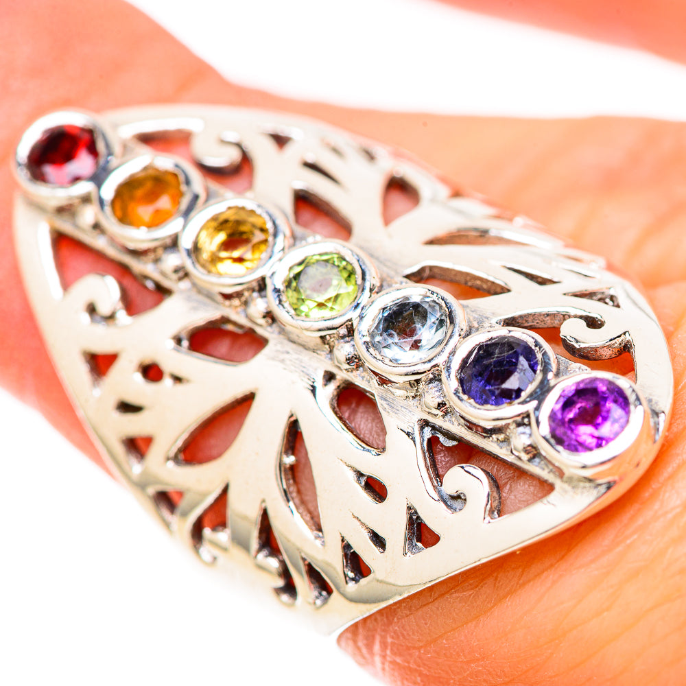 Multi-Stone Rainbow Chakra Rings handcrafted by Anasilvercos - RING128539