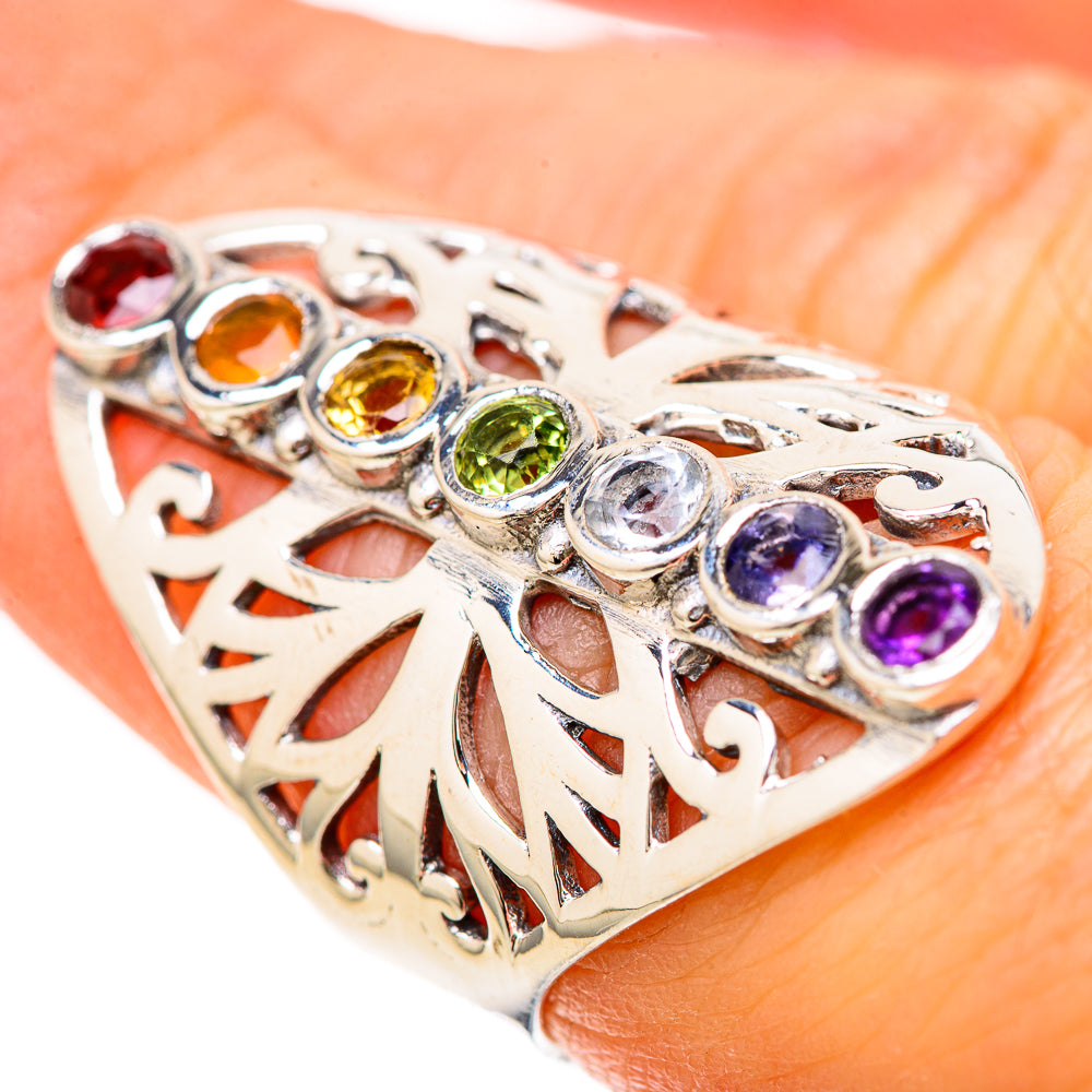 Multi-Stone Rainbow Chakra Rings handcrafted by Anasilvercos - RING128561