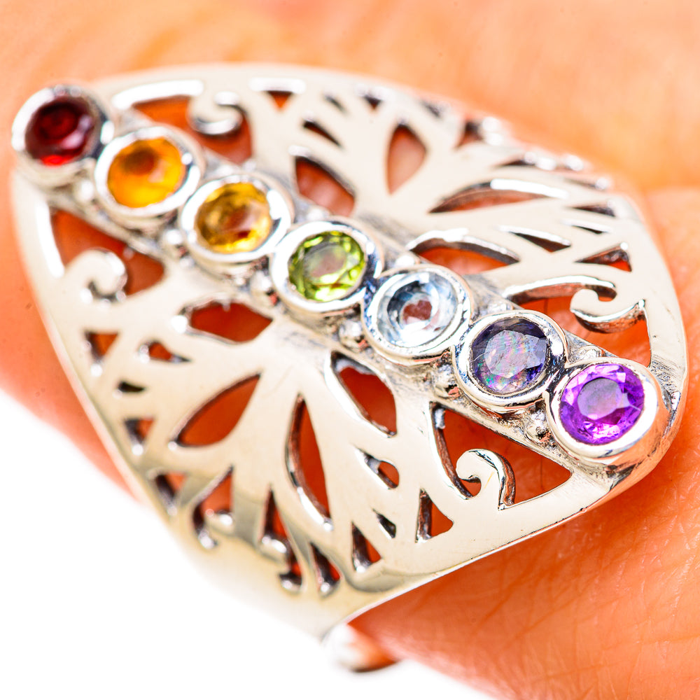 Multi-Stone Rainbow Chakra Rings handcrafted by Anasilvercos - RING128562