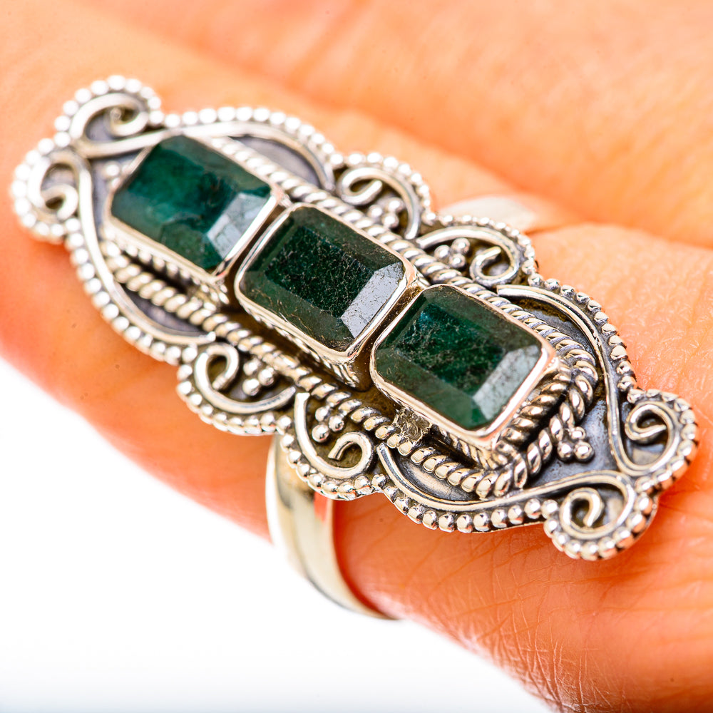 Zambian Emerald Rings handcrafted by Anasilvercos - RING128577