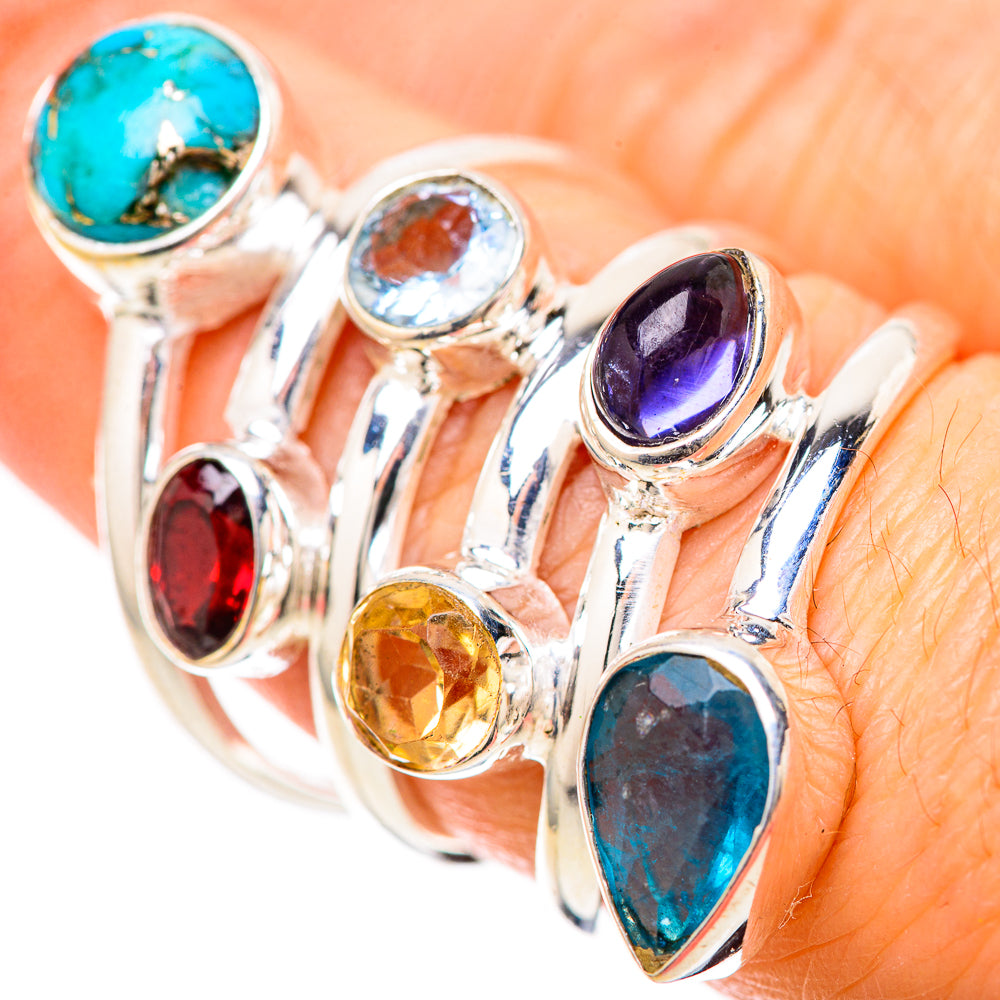 Blue Copper Composite Turquoise Rings handcrafted by Anasilvercos - RING128585