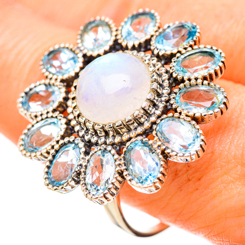 Rainbow Moonstone Rings handcrafted by Anasilvercos - RING128589
