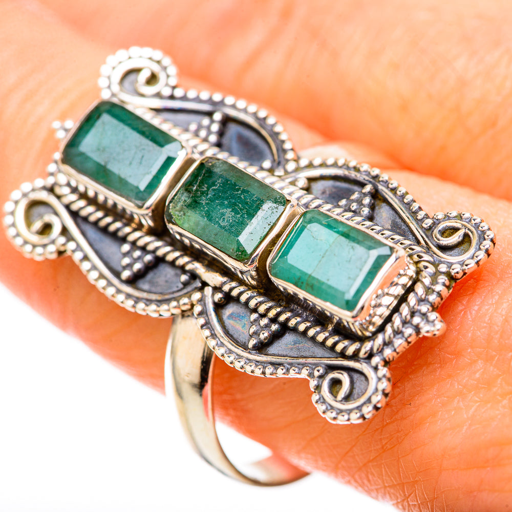 Zambian Emerald Rings handcrafted by Anasilvercos - RING128592