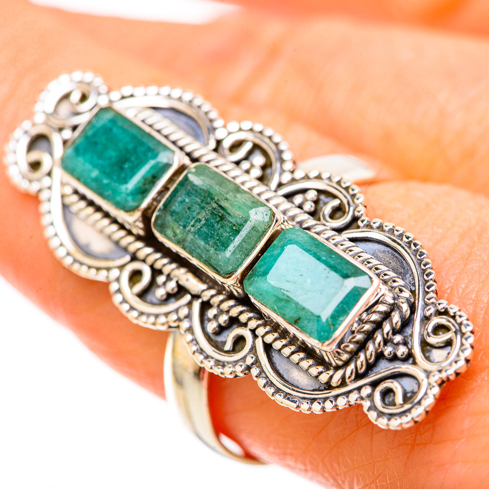Zambian Emerald Rings handcrafted by Anasilvercos - RING128594