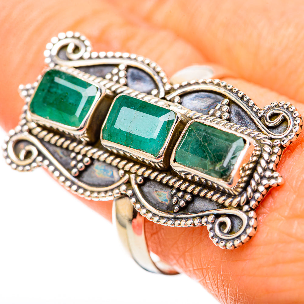 Zambian Emerald Rings handcrafted by Anasilvercos - RING128611