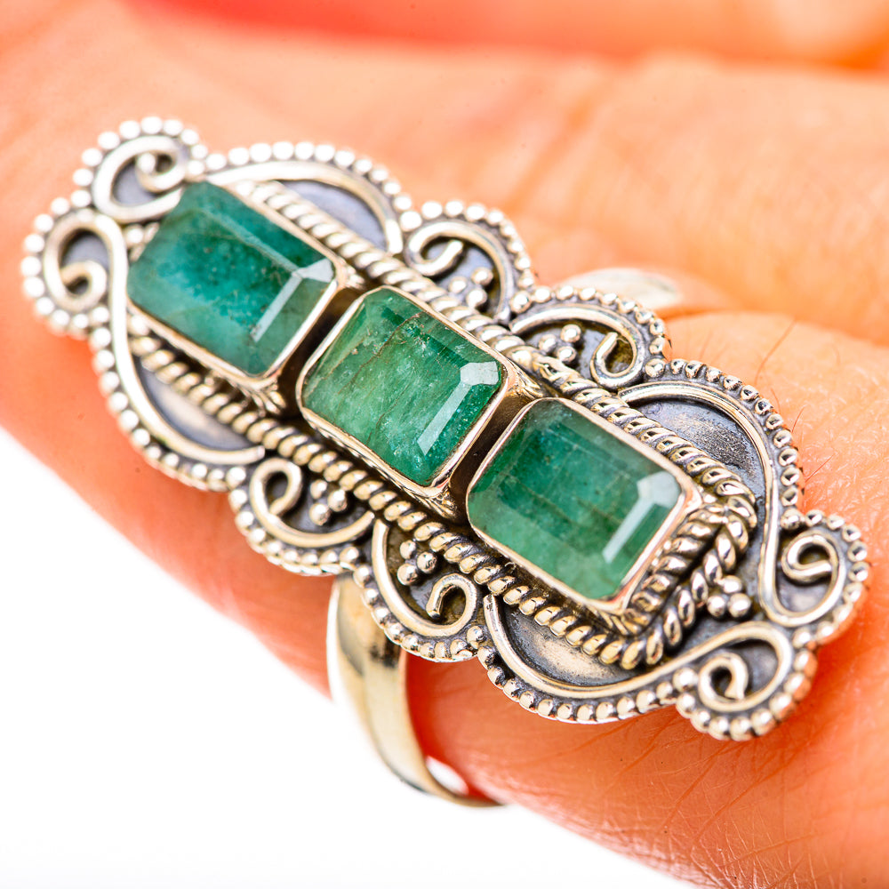 Zambian Emerald Rings handcrafted by Anasilvercos - RING128612