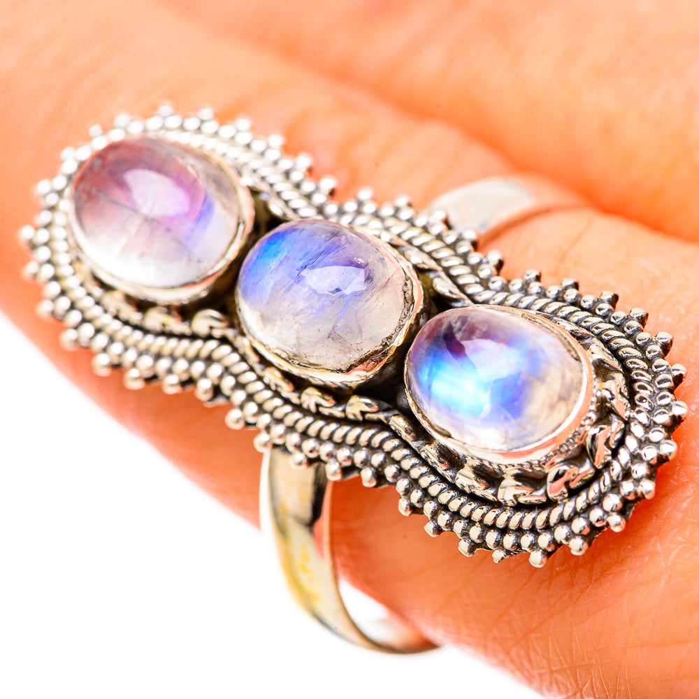 Rainbow Moonstone Rings handcrafted by Anasilvercos - RING128616