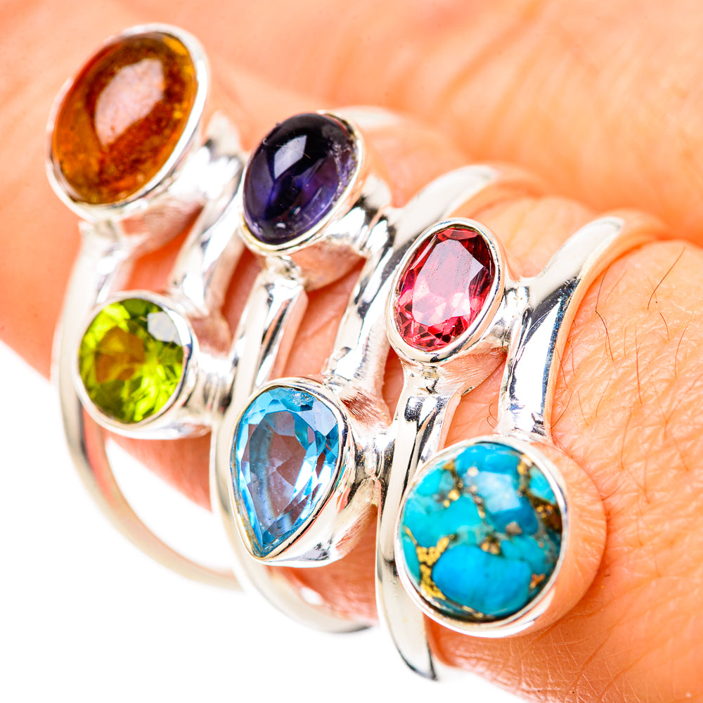 Blue Copper Composite Turquoise Rings handcrafted by Anasilvercos - RING128619