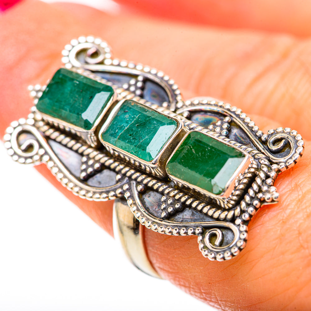 Zambian Emerald Rings handcrafted by Anasilvercos - RING128627