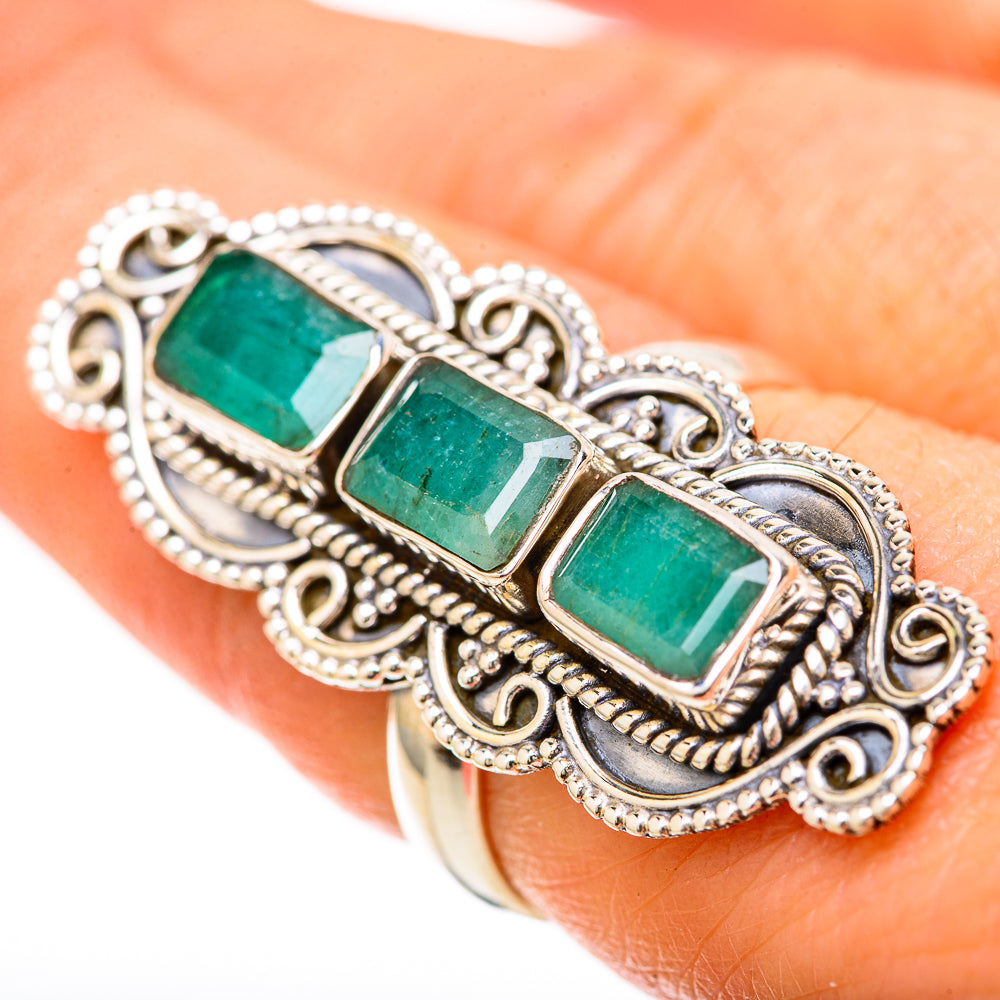Zambian Emerald Rings handcrafted by Anasilvercos - RING128628