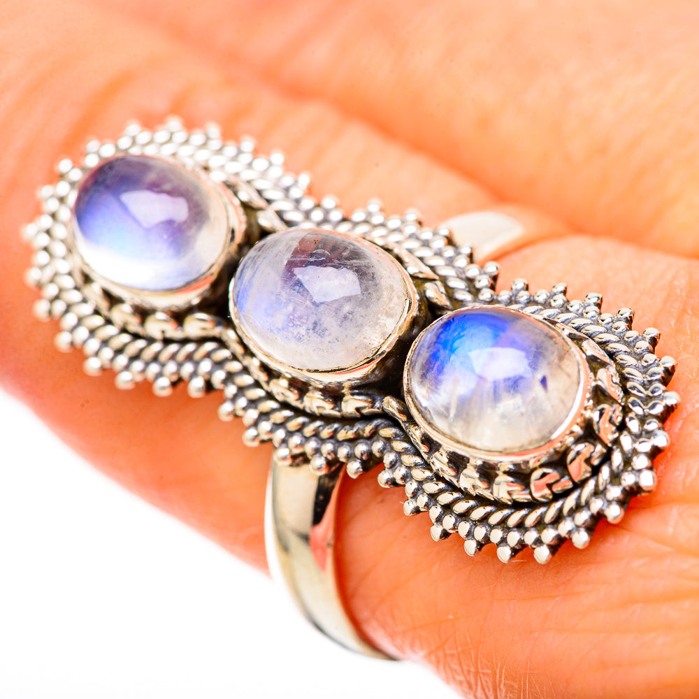 Rainbow Moonstone Rings handcrafted by Anasilvercos - RING128632