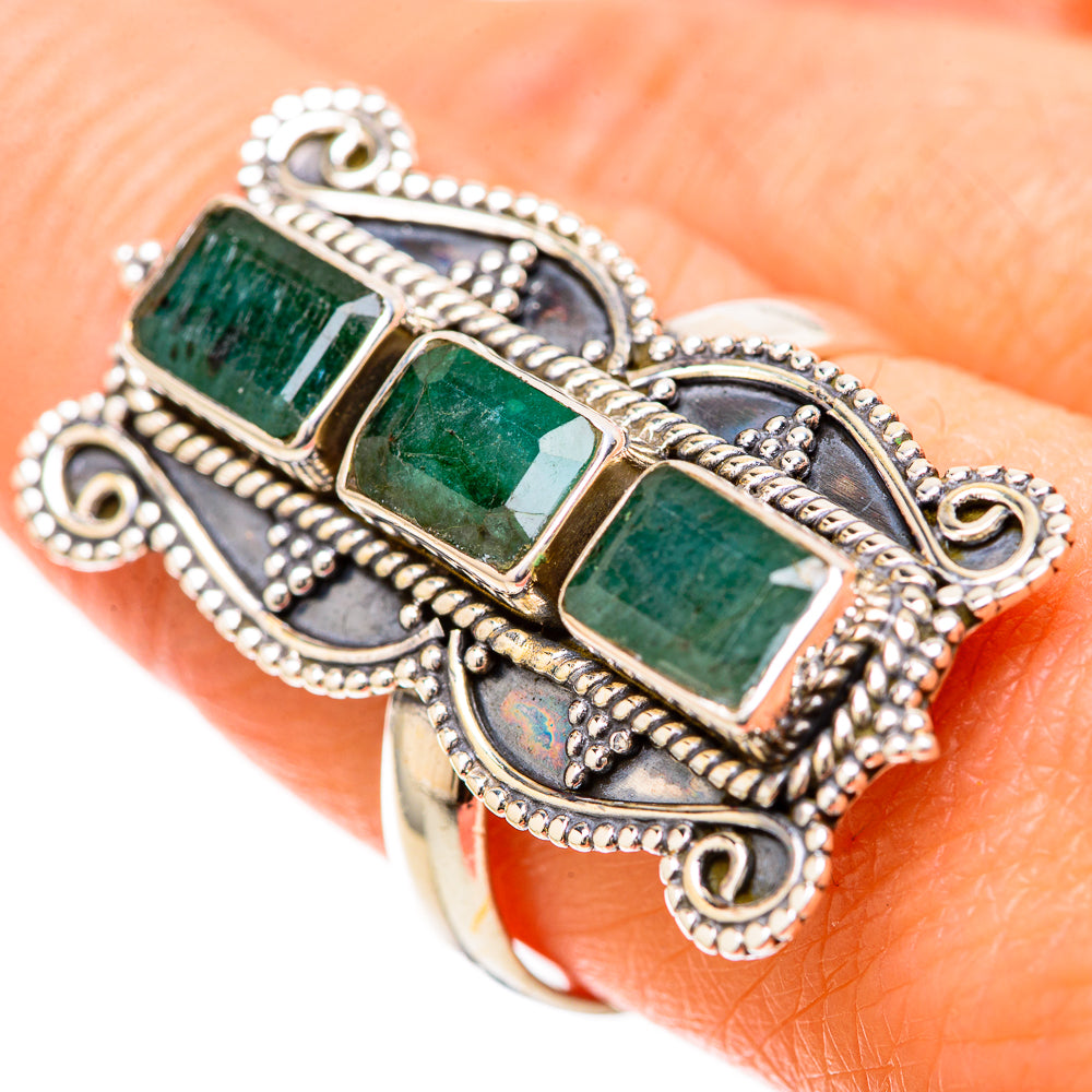 Zambian Emerald Rings handcrafted by Anasilvercos - RING128641