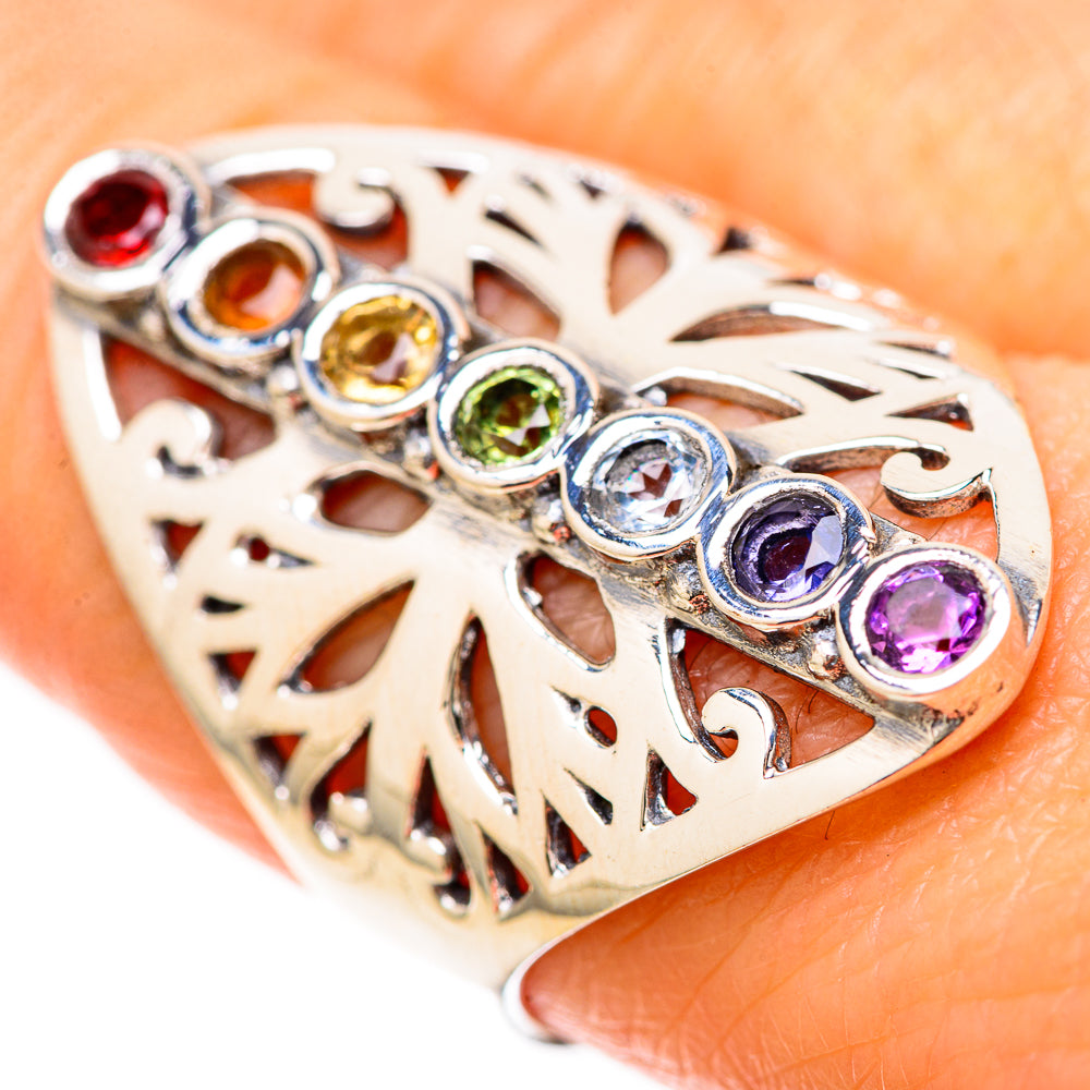 Multi-Stone Rainbow Chakra Rings handcrafted by Anasilvercos - RING128657