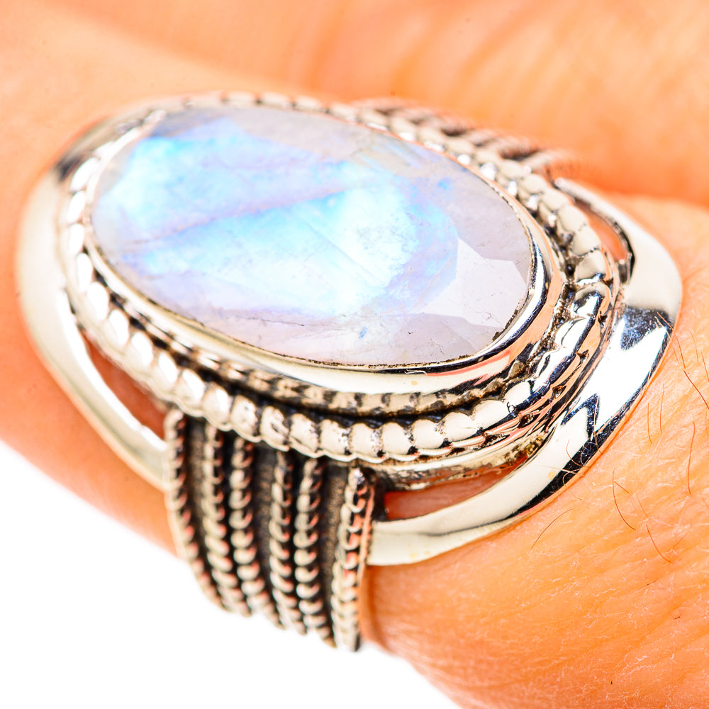 Rainbow Moonstone Rings handcrafted by Anasilvercos - RING128700