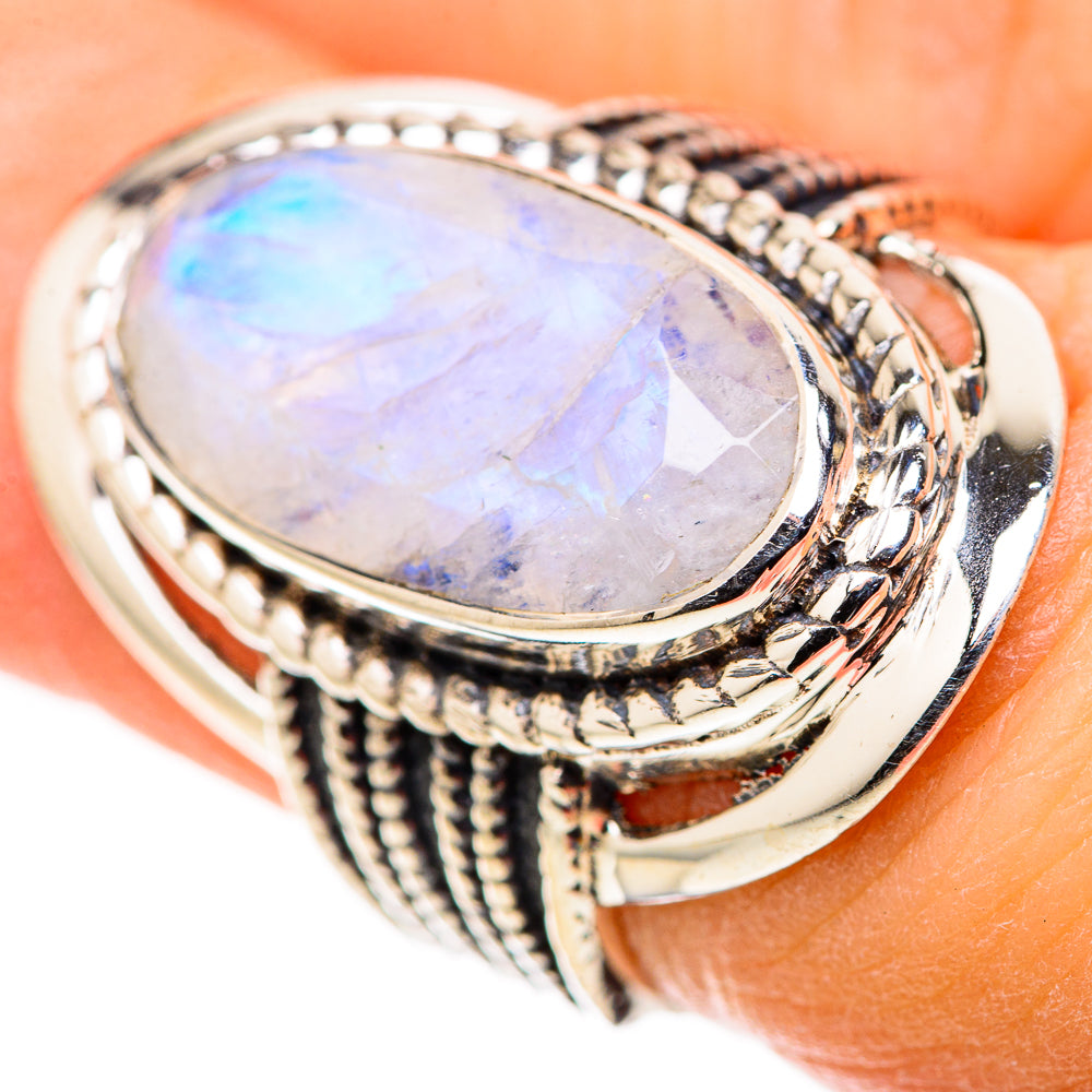Rainbow Moonstone Rings handcrafted by Anasilvercos - RING128723 - Photo 3