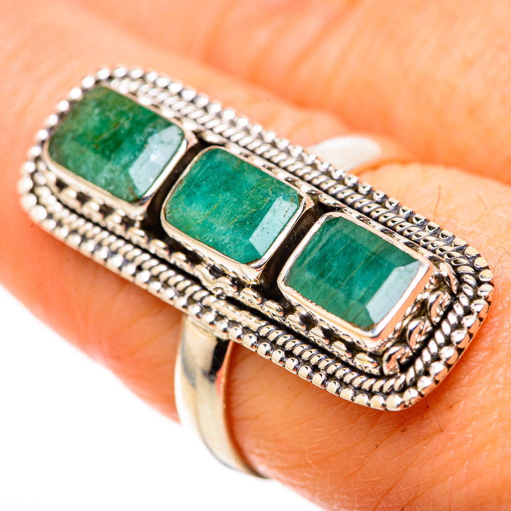 Zambian Emerald Rings handcrafted by Anasilvercos - RING128832