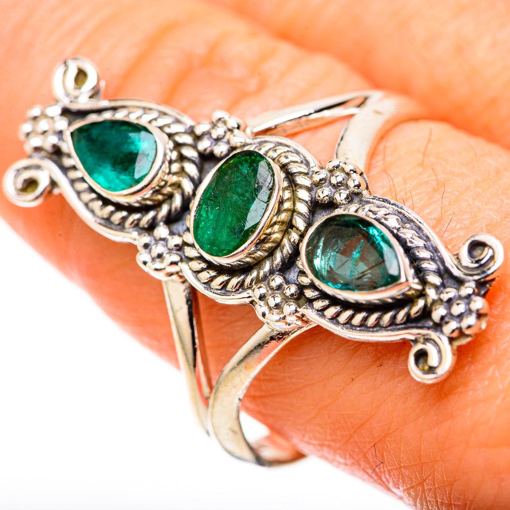 Zambian Emerald Rings handcrafted by Anasilvercos - RING128833