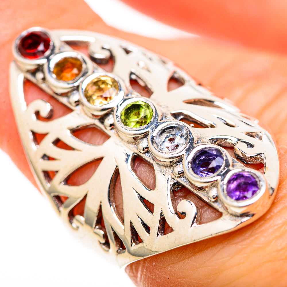 Multi-Stone Rainbow Chakra Rings handcrafted by Anasilvercos - RING128837