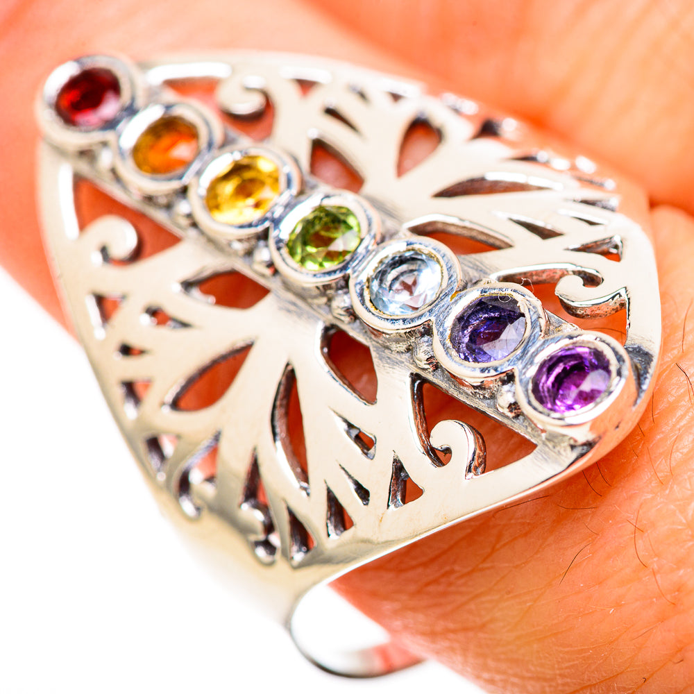 Multi-Stone Rainbow Chakra Rings handcrafted by Anasilvercos - RING128838
