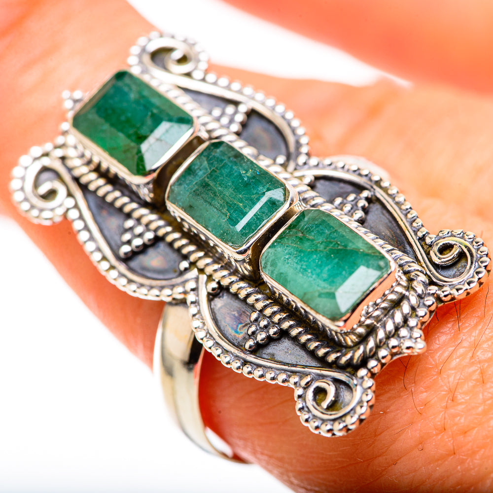 Zambian Emerald Rings handcrafted by Anasilvercos - RING128846