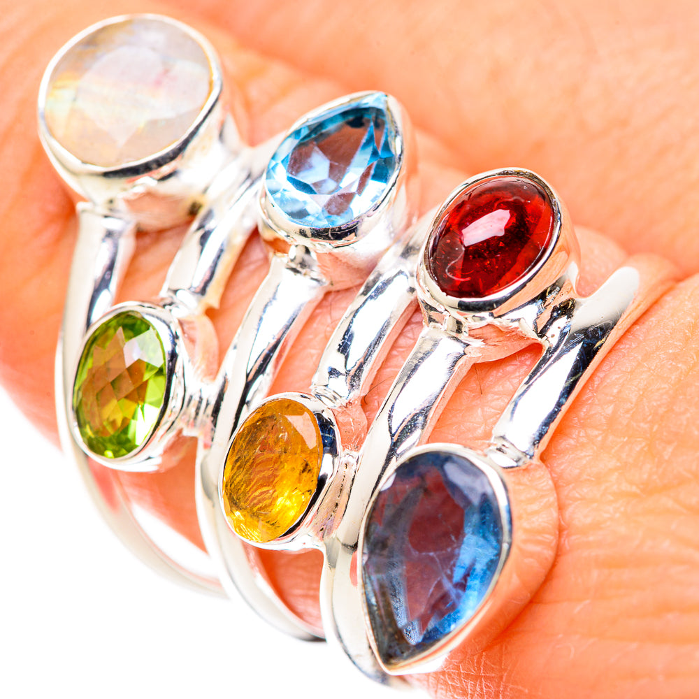 Rainbow Moonstone Rings handcrafted by Anasilvercos - RING128857