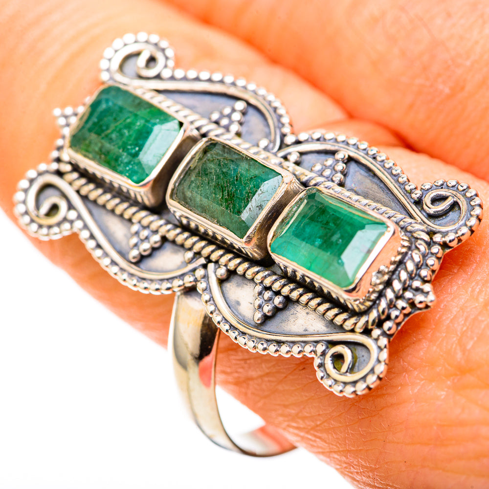 Zambian Emerald Rings handcrafted by Anasilvercos - RING128863