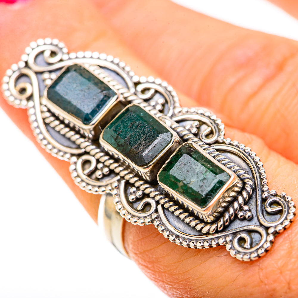Zambian Emerald Rings handcrafted by Anasilvercos - RING128864