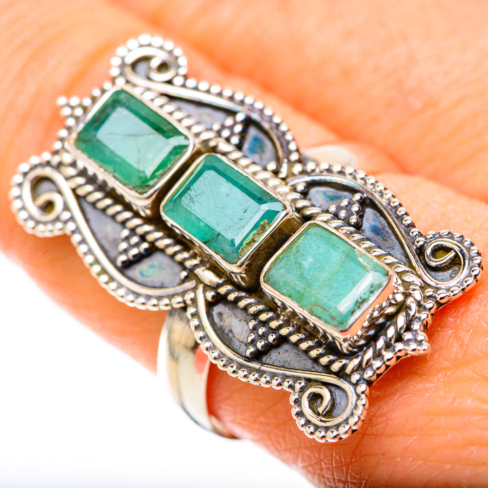 Zambian Emerald Rings handcrafted by Anasilvercos - RING128887