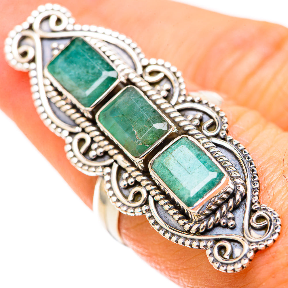Zambian Emerald Rings handcrafted by Anasilvercos - RING128888