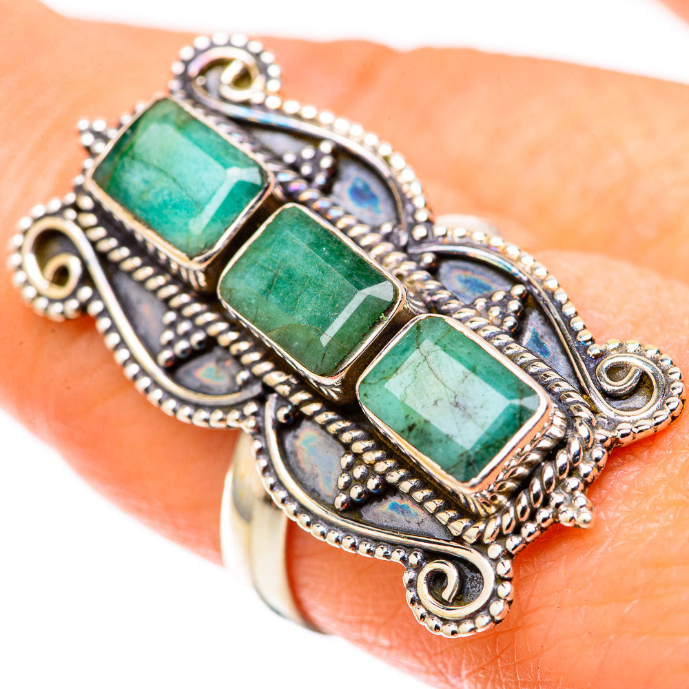 Zambian Emerald Rings handcrafted by Anasilvercos - RING128895