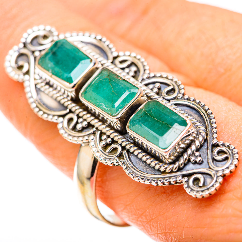 Zambian Emerald Rings handcrafted by Anasilvercos - RING128896