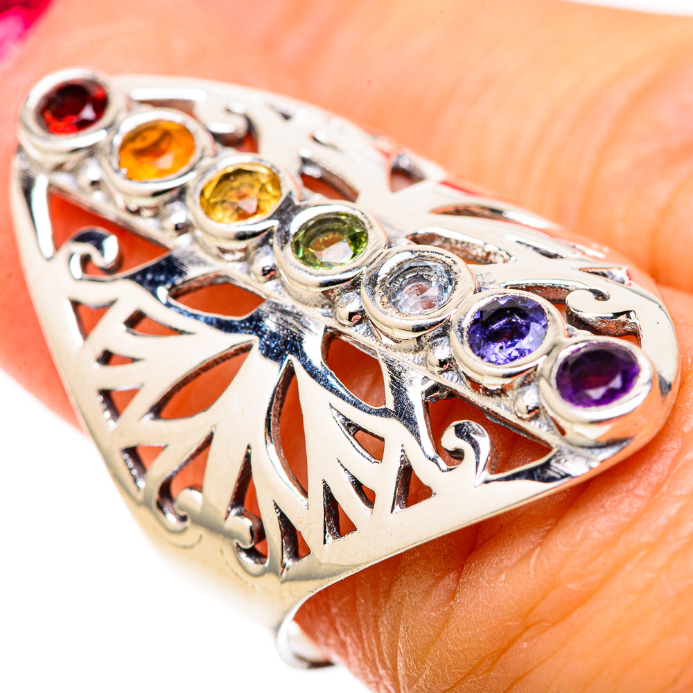 Multi-Stone Rainbow Chakra Rings handcrafted by Anasilvercos - RING128900