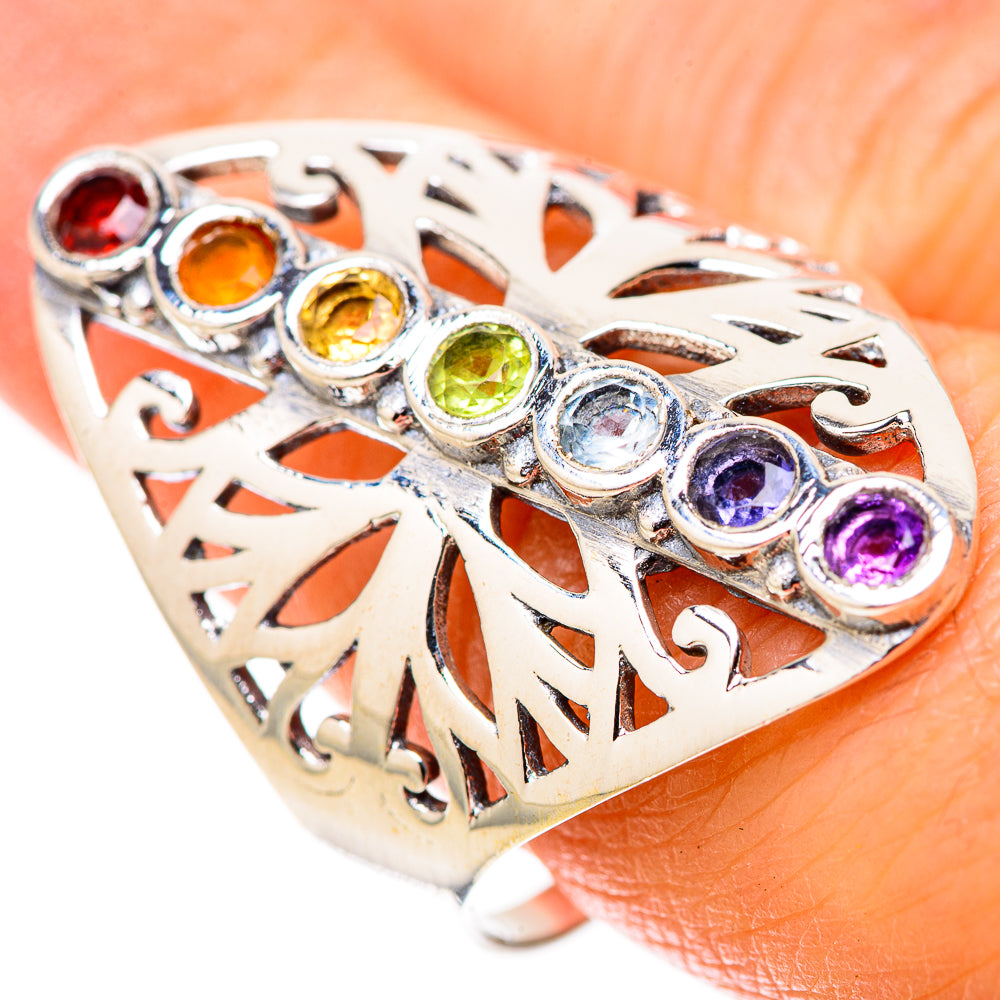 Multi-Stone Rainbow Chakra Rings handcrafted by Anasilvercos - RING128915