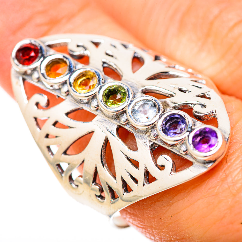 Multi-Stone Rainbow Chakra Rings handcrafted by Anasilvercos - RING128926