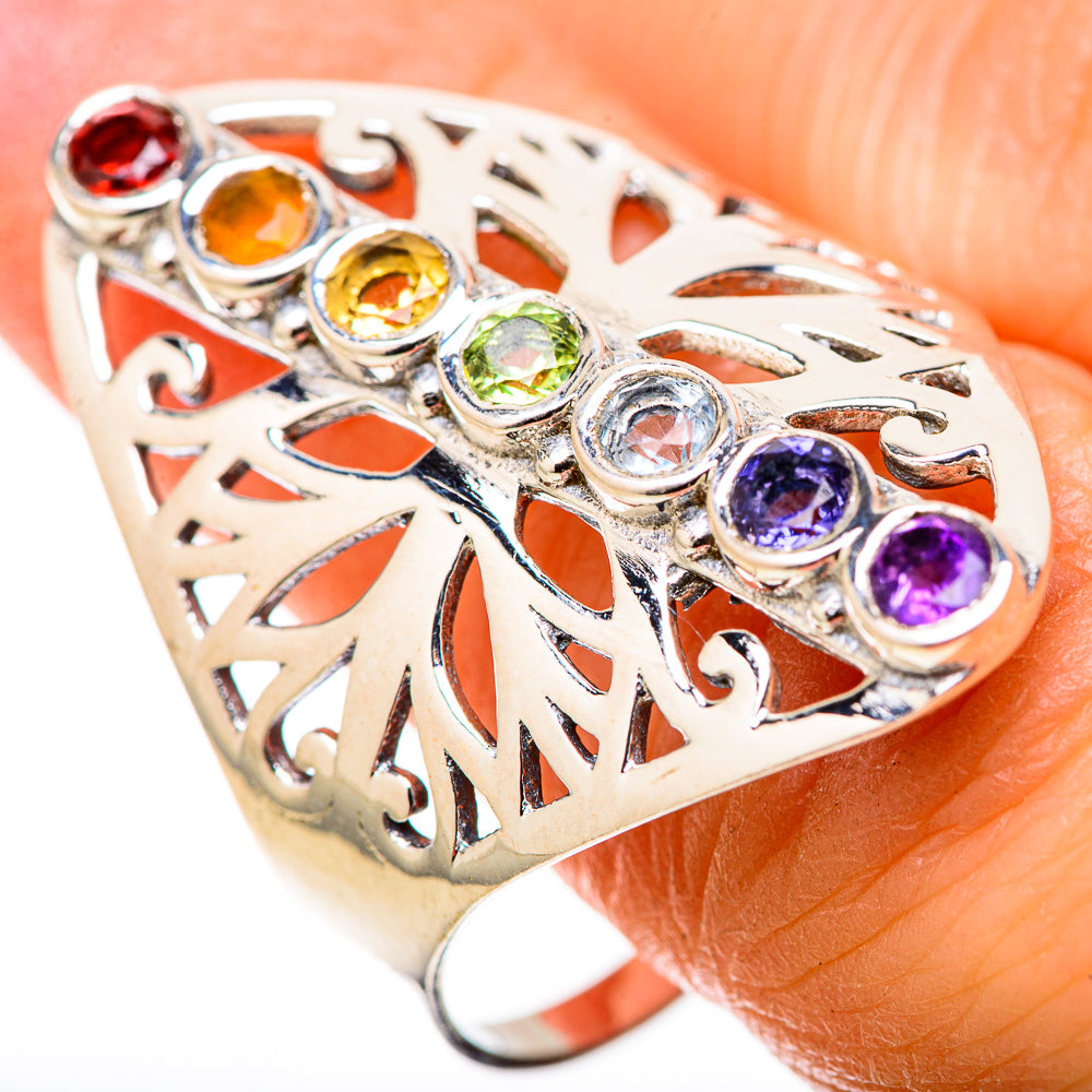 Multi-Stone Rainbow Chakra Rings handcrafted by Anasilvercos - RING128934