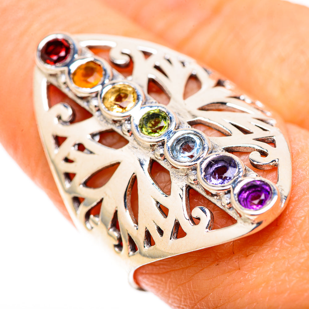 Multi-Stone Rainbow Chakra Rings handcrafted by Anasilvercos - RING128943