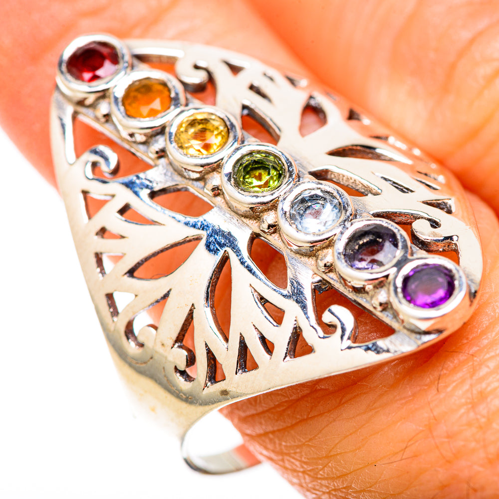 Multi-Stone Rainbow Chakra Rings handcrafted by Anasilvercos - RING128944