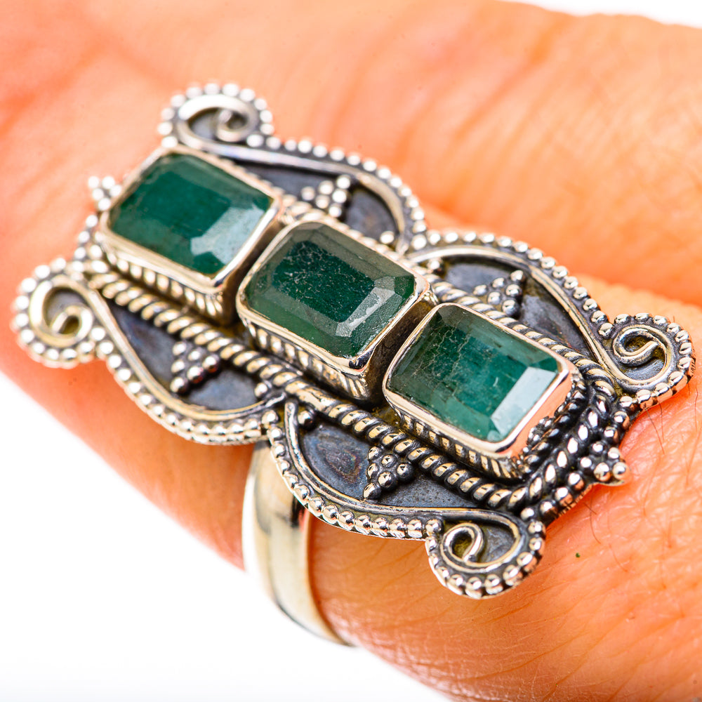Zambian Emerald Rings handcrafted by Anasilvercos - RING128950