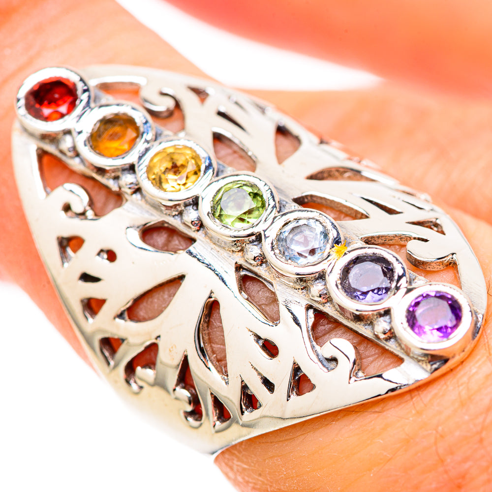 Multi-Stone Rainbow Chakra Rings handcrafted by Anasilvercos - RING128969