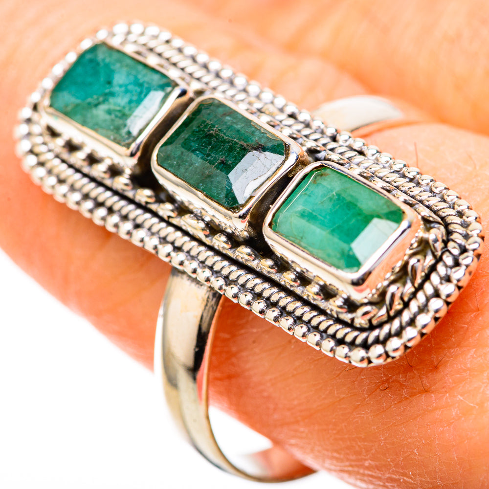 Zambian Emerald Rings handcrafted by Anasilvercos - RING128982