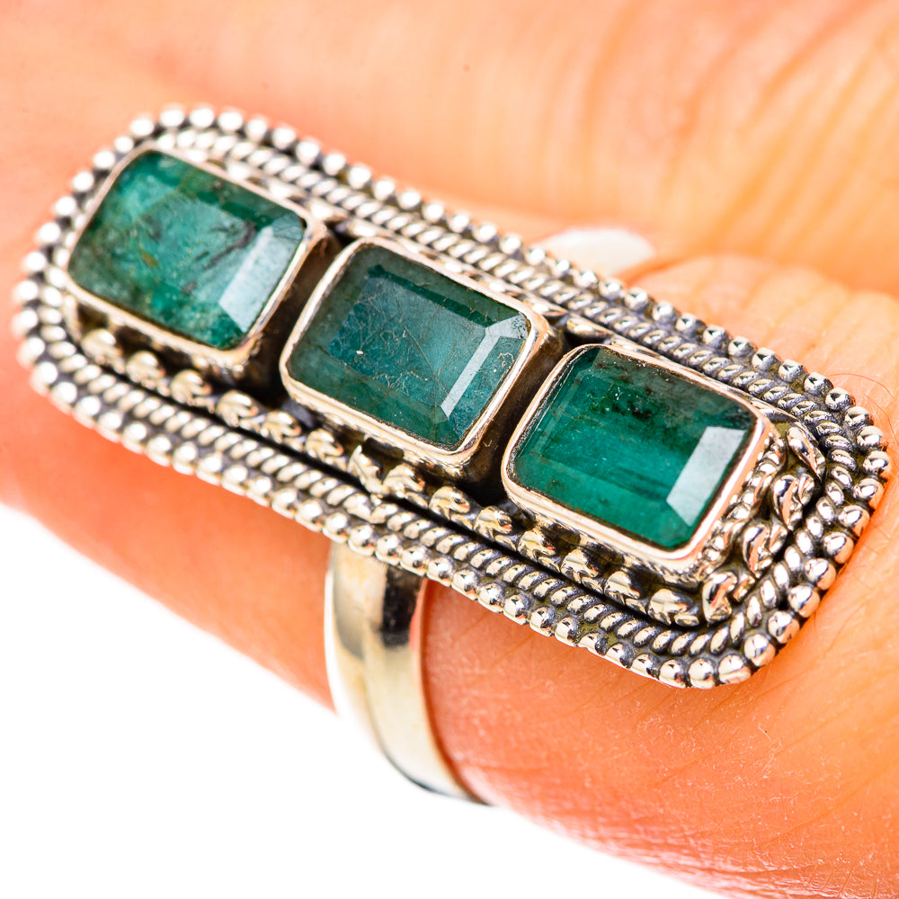 Zambian Emerald Rings handcrafted by Anasilvercos - RING129025