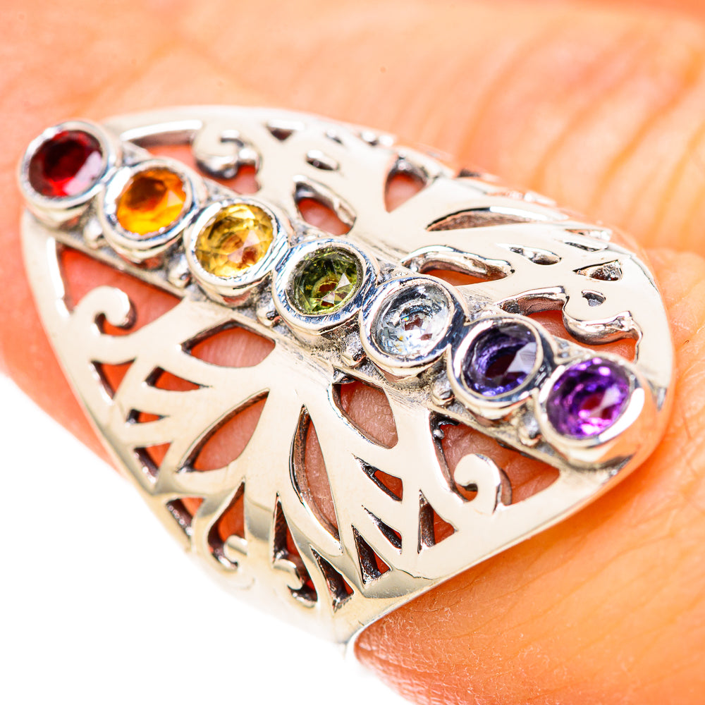 Multi-Stone Rainbow Chakra Rings handcrafted by Anasilvercos - RING129026