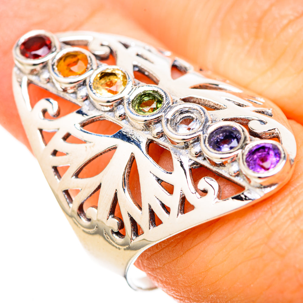 Multi-Stone Rainbow Chakra Rings handcrafted by Anasilvercos - RING129027