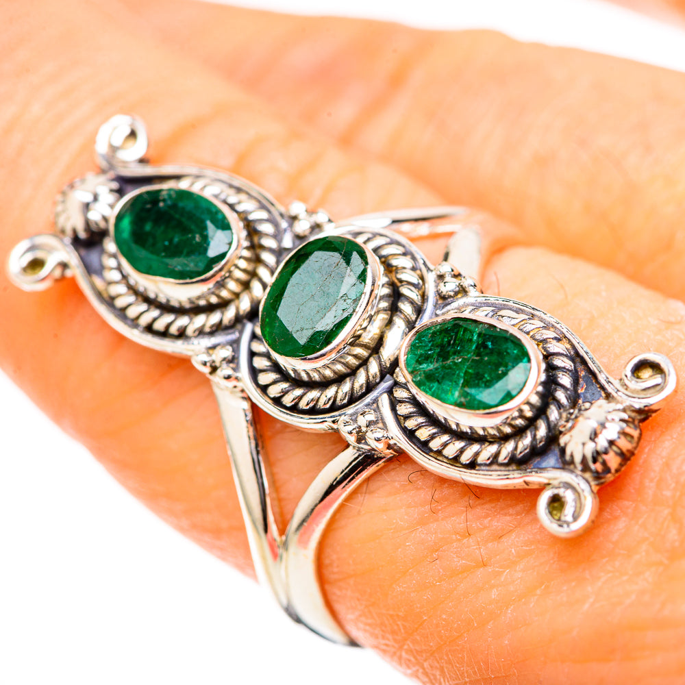 Zambian Emerald Rings handcrafted by Anasilvercos - RING129036