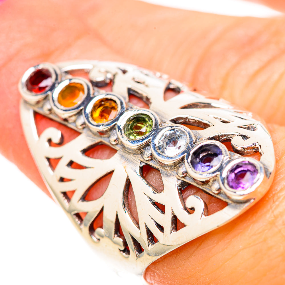 Multi-Stone Rainbow Chakra Rings handcrafted by Anasilvercos - RING129038