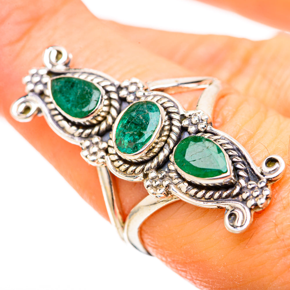 Zambian Emerald Rings handcrafted by Anasilvercos - RING129047