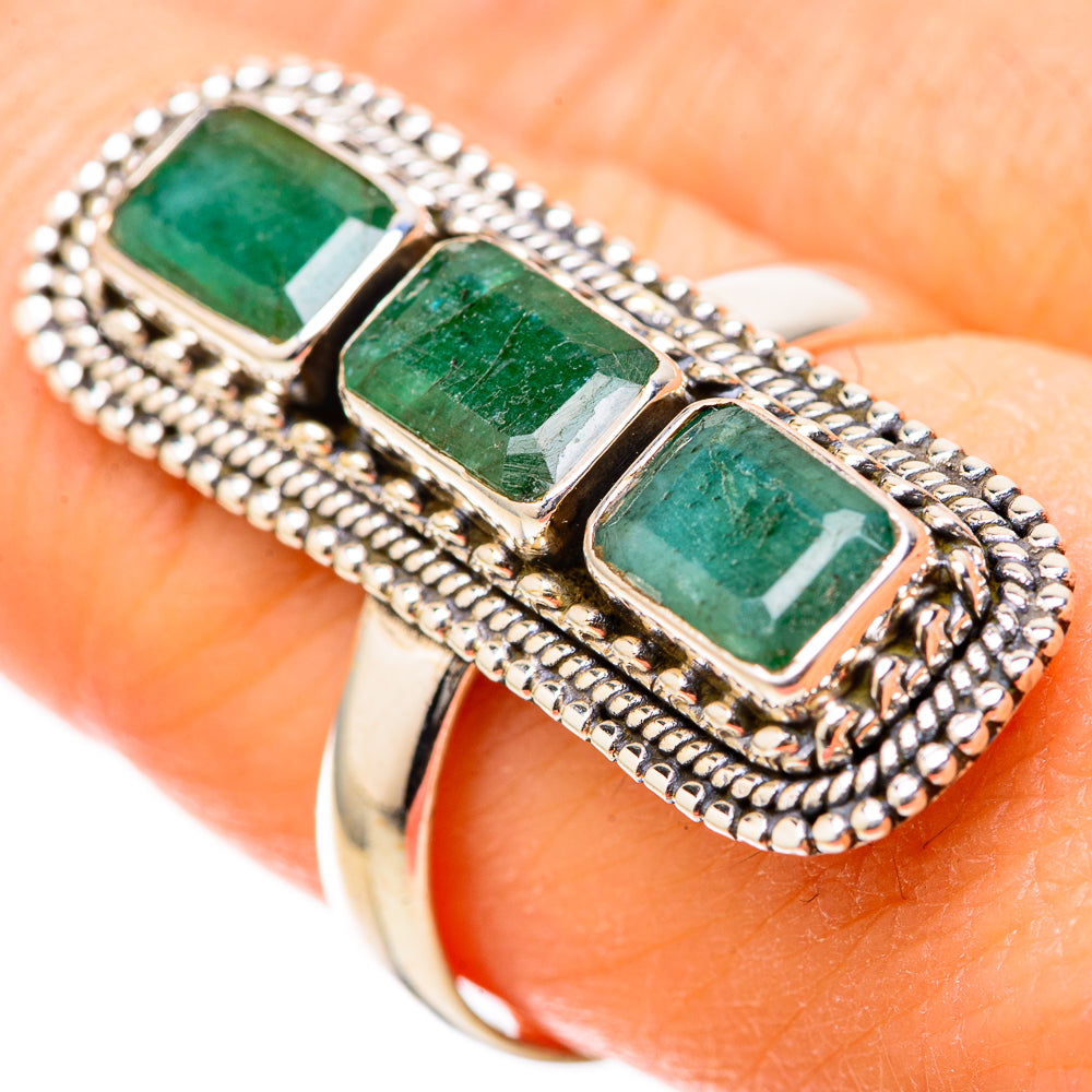 Zambian Emerald Rings handcrafted by Anasilvercos - RING129066